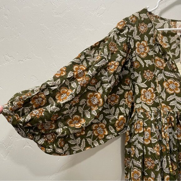 NWT GardenBelle Women's One Size Marlowe Organic Cotton Hand Block Printed Dress - Picture 6 of 16